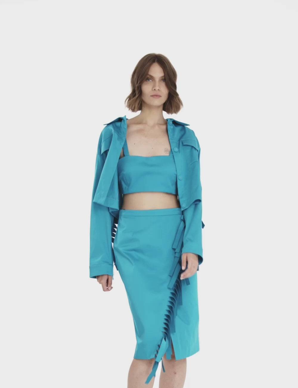 Jijil Giacca crop con frange Pezzi Unici