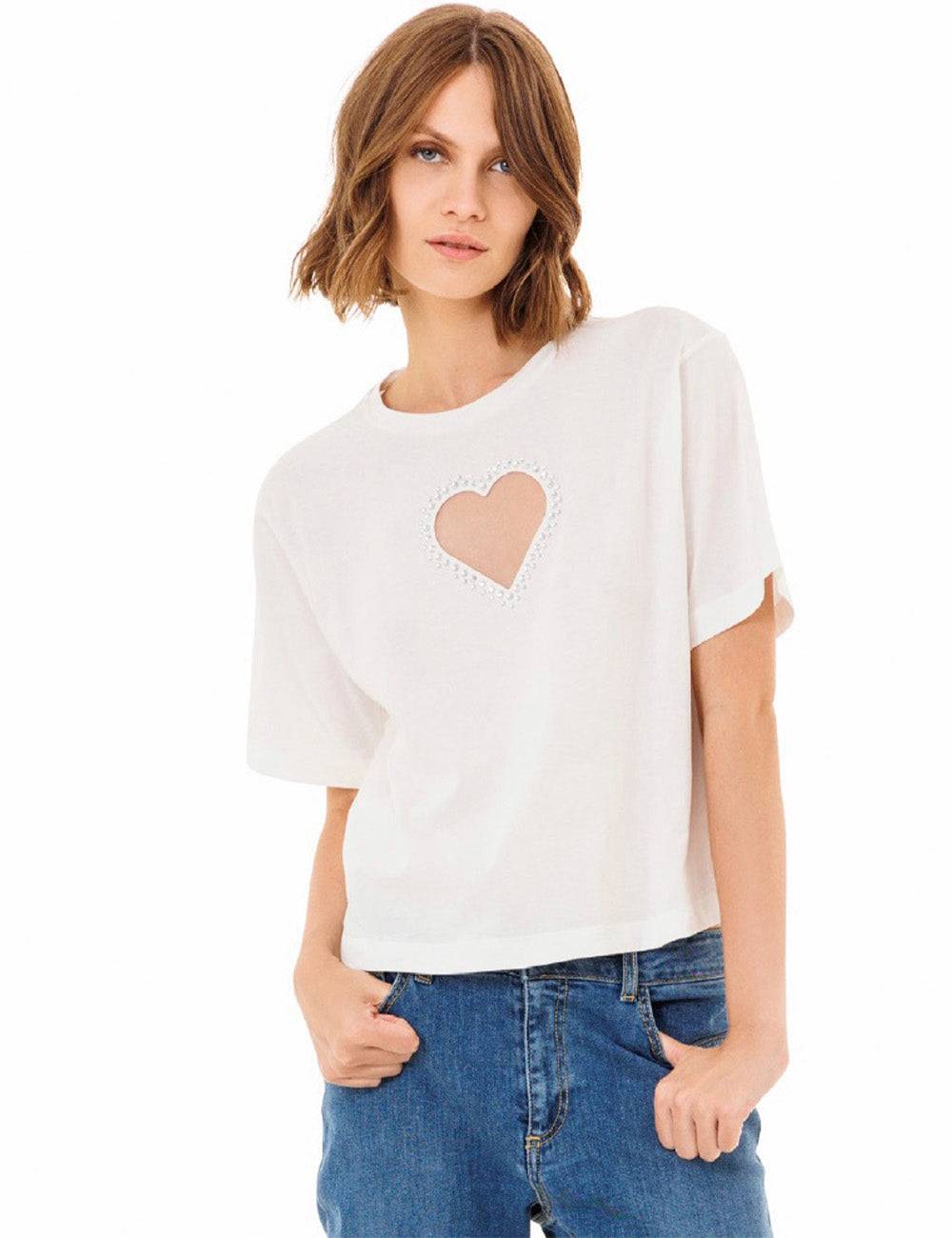 Jijil T-shirt con inserto a cuore Italy