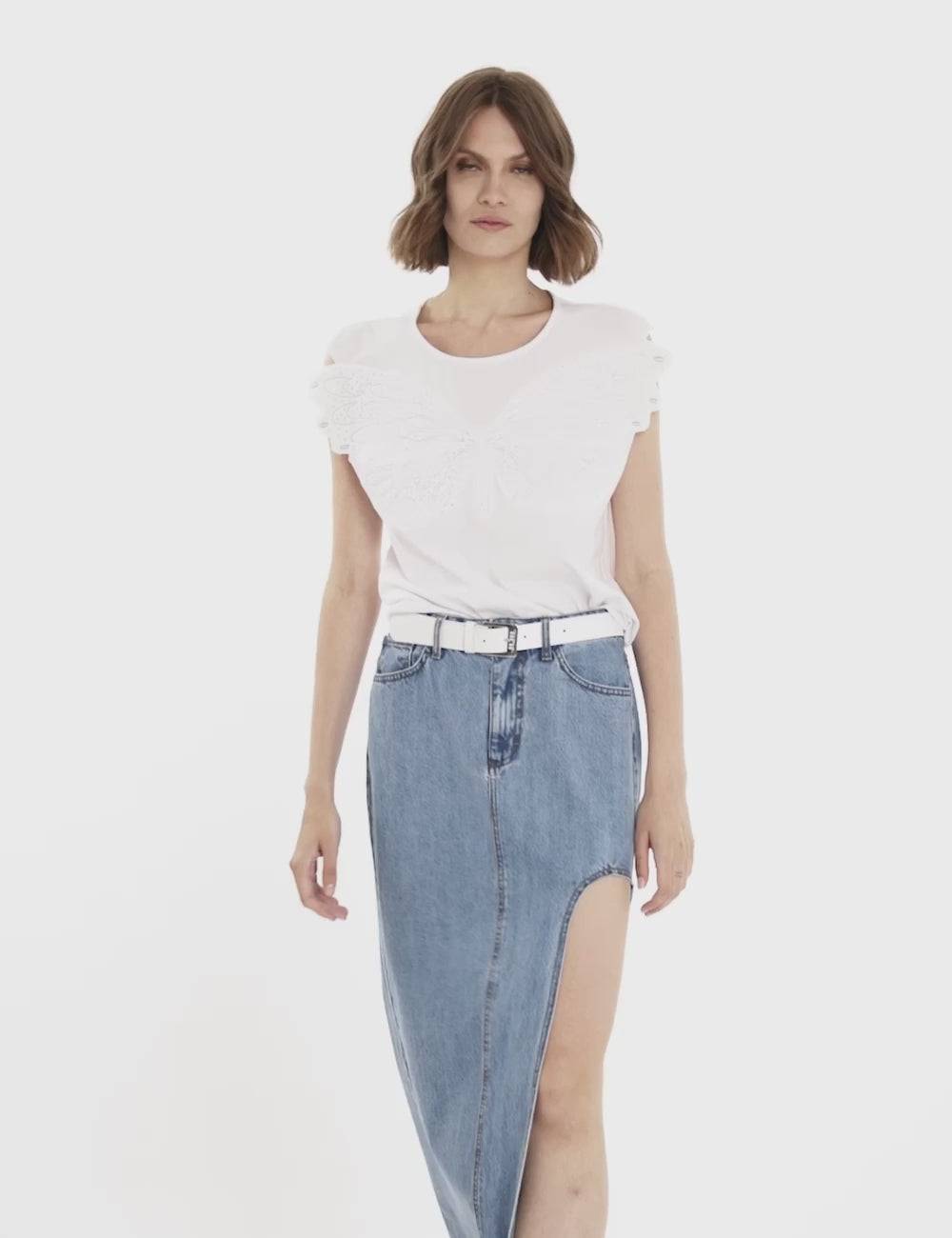 Jijil Gonna lunga in denim Latest stili