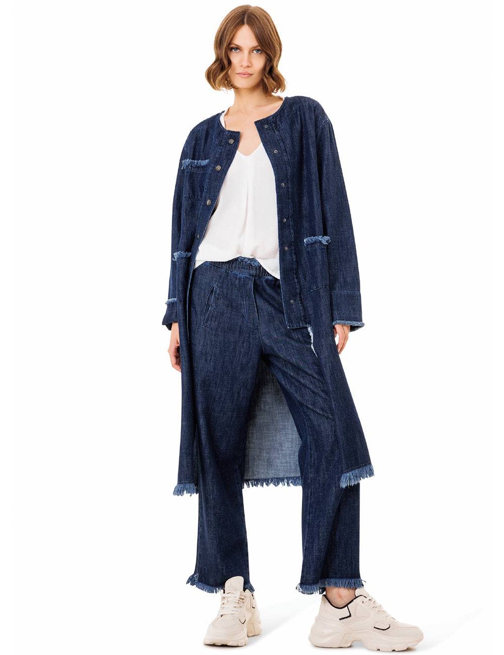 Jijil Pantalone in denim con fondo sfrangiato Promozione Limitata