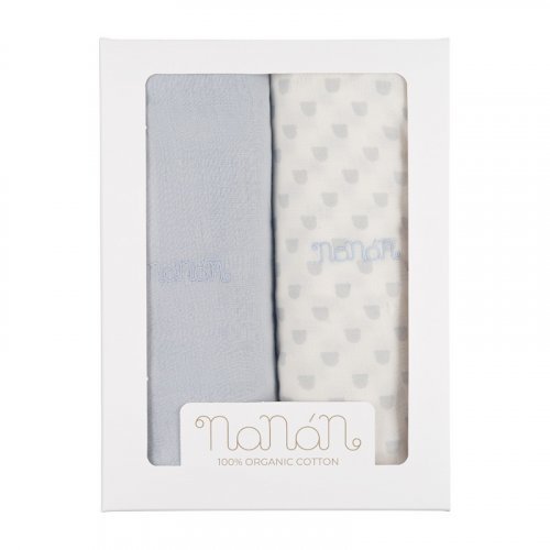 Nanán Set 2 pz mussola azzurro 120x120 cm Spedizione Gratuita