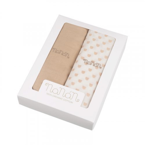 Nanán Set 2 pz mussola beige 120x120 cm Pezzi Unici