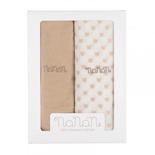 Nanán Set 2 pz mussola beige 120x120 cm Pezzi Unici