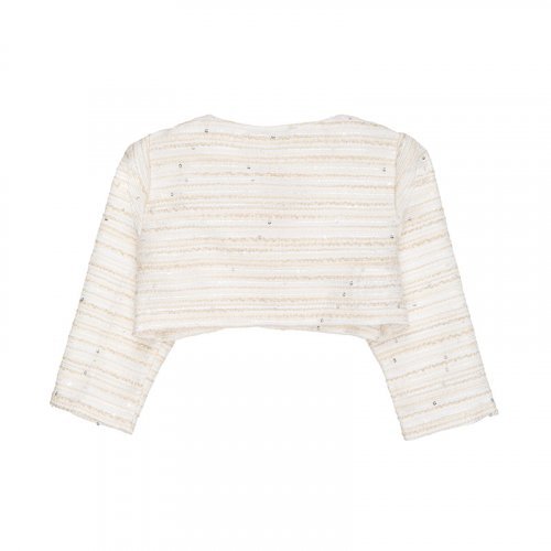 Nanán Cardigan beige con rosa Italia
