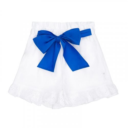 Nanán Shorts bianchi con fiocco blu Vendita Economica