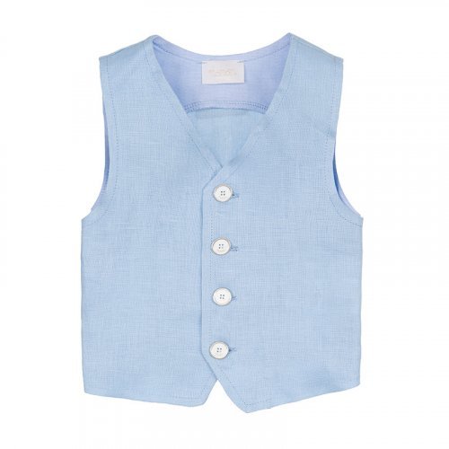Nanán Gilet in lino azzurro Vendite Flash