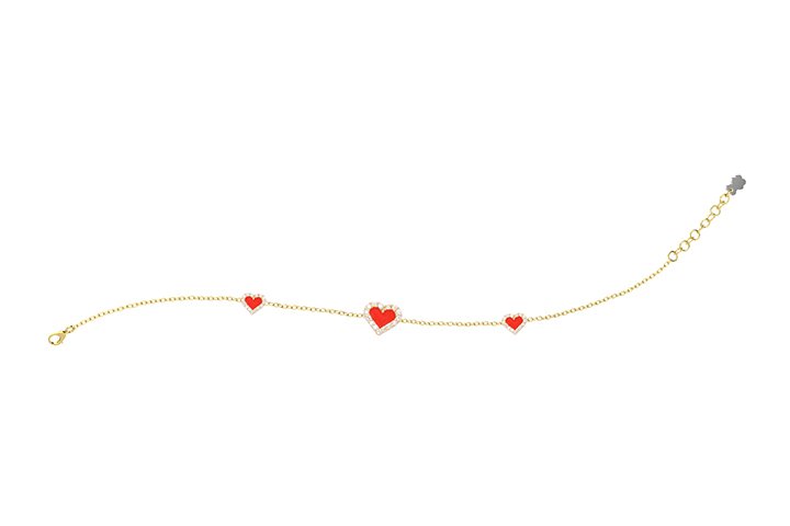 Nanán Bracciale Cuori Rossi Argento Enormi sconti