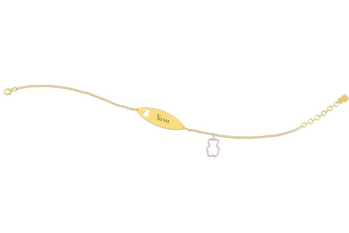 Nanán Bracciale con Targhetta - Charms orsetto rosa Trasporto libero internazionale