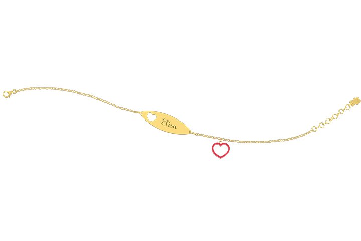 Nanán Bracciale con Targhetta - Charms cuore rossa Esporta salva