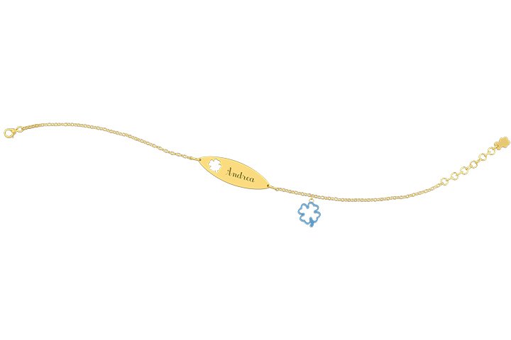 Nanán Bracciale con Targhetta - Charms quadrifoglio azzurro In vendita