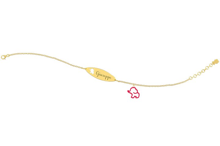 Nanán Bracciale con Targhetta - Charms elefante rosso 50% di sconto per tempo limitato