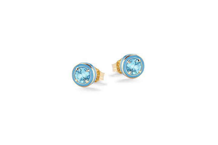 Nanán Orecchini Pietra Brillante Azzurra Argento Nuovo