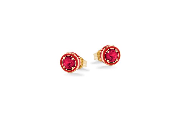 Nanán Orecchini Pietra Brillante Rossa Argento Promozione