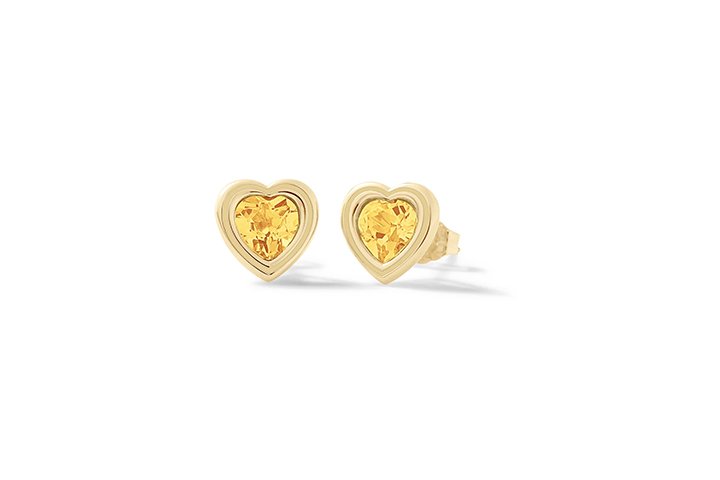 Nanán Orecchini Cuore Brillante Giallo Pezzi Unici