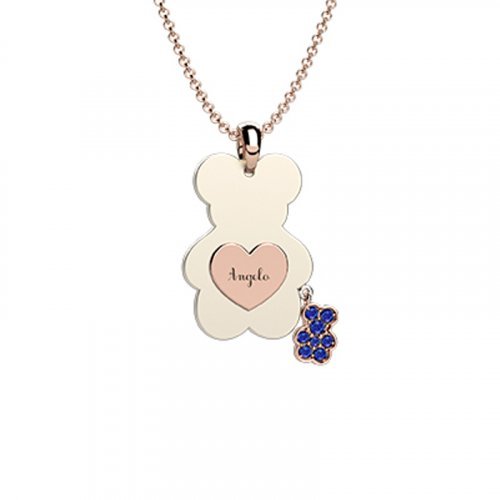 Nanán Pendente Orso Ceramica-Oro 9Kt Blu Presa