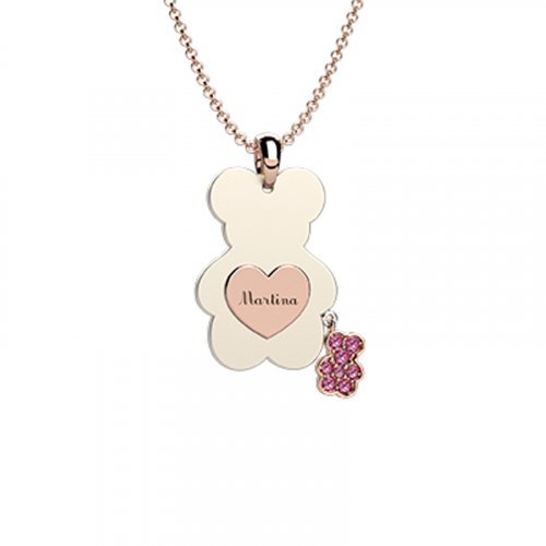 Nanán Pendente Orso Ceramica-Oro 9Kt Rosa Sconto