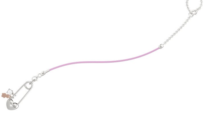 Nanán Spilla Portaciuccio con cordino rosa - Ag 925 In Vendita