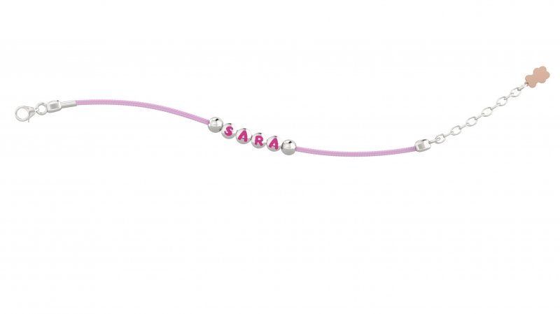Nanán Spilla Portaciuccio con cordino rosa - Ag 925 In Vendita