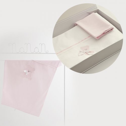Nanán Gift Promo: Set Lenzuola carrozzina + Copertina carrozzina ROSA Offerta speciale della fabbrica