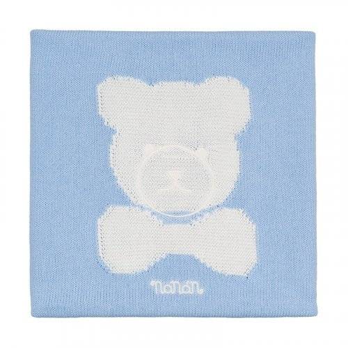 Nanán Coperta in filo azzurro con orso Sconto