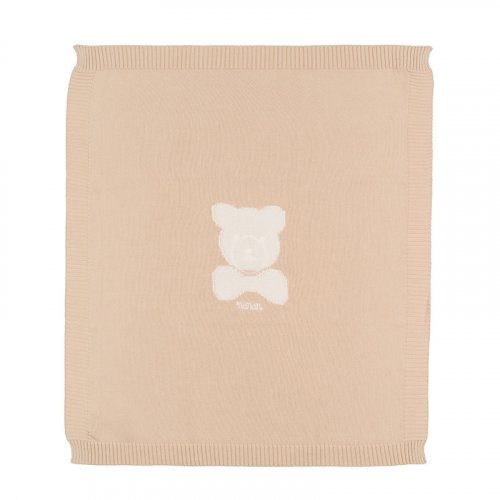 Nanán Coperta in filo beige con orso Offerta