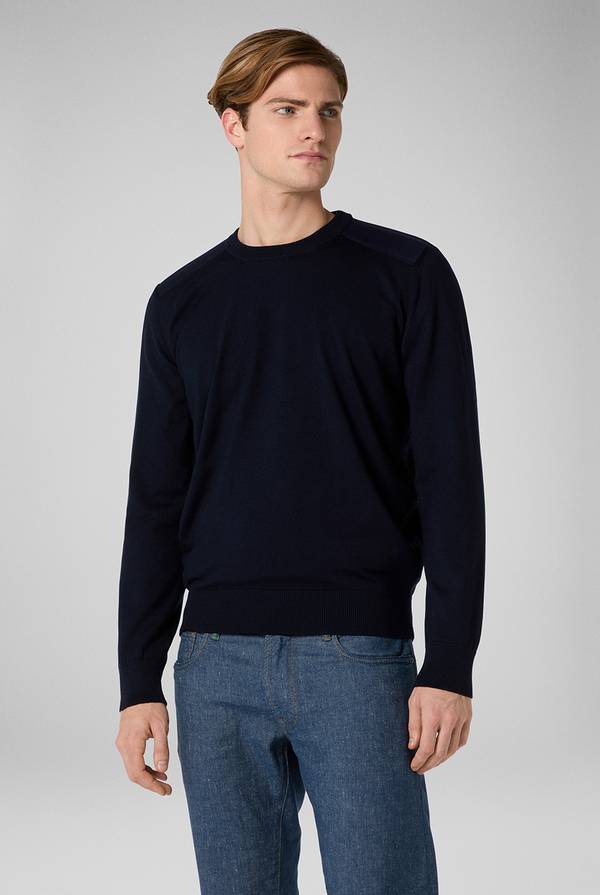 Lab. Pal Zileri Girocollo in lana con dettagli in nylon Offerte