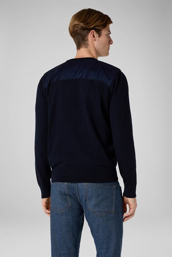 Lab. Pal Zileri Girocollo in lana con dettagli in nylon Offerte