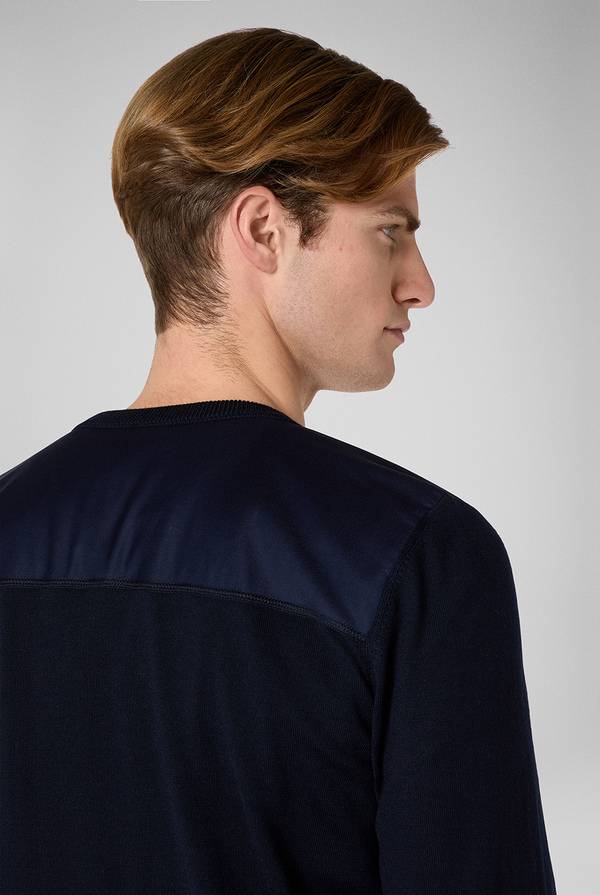 Lab. Pal Zileri Girocollo in lana con dettagli in nylon Offerte