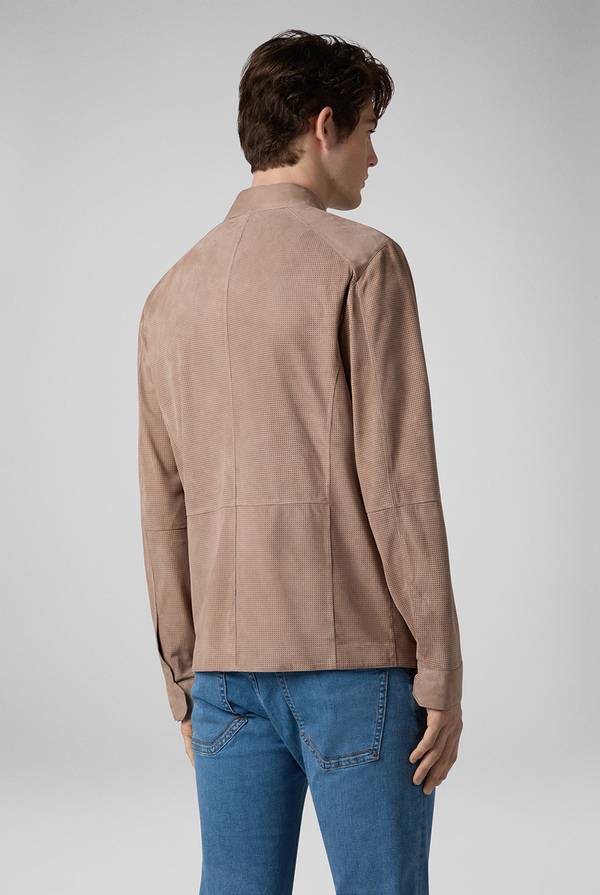 Lab. Pal Zileri Overshirt in suede e nappa micro perforata In Vendita
