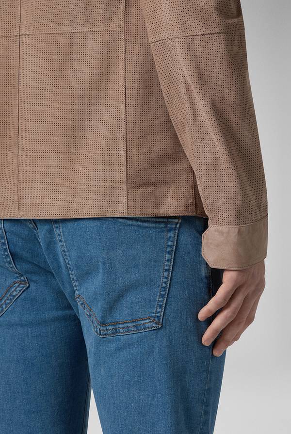 Lab. Pal Zileri Overshirt in suede e nappa micro perforata In Vendita