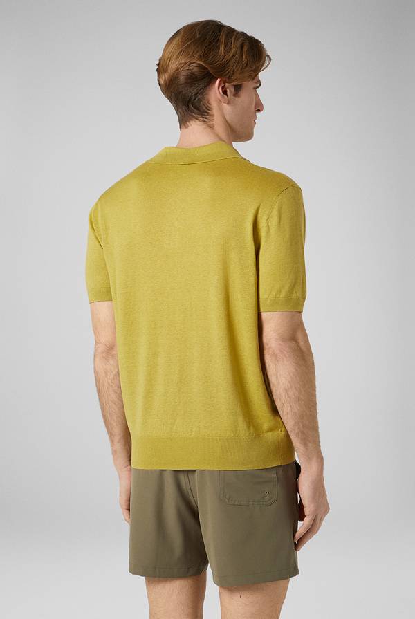 Lab. Pal Zileri Polo in maglia di lino e seta color senape Sottocosto