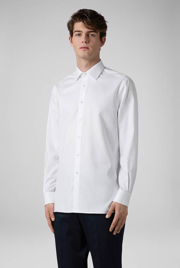 Lab. Pal Zileri Camicia bianca in cotone con micro struttura Sconto