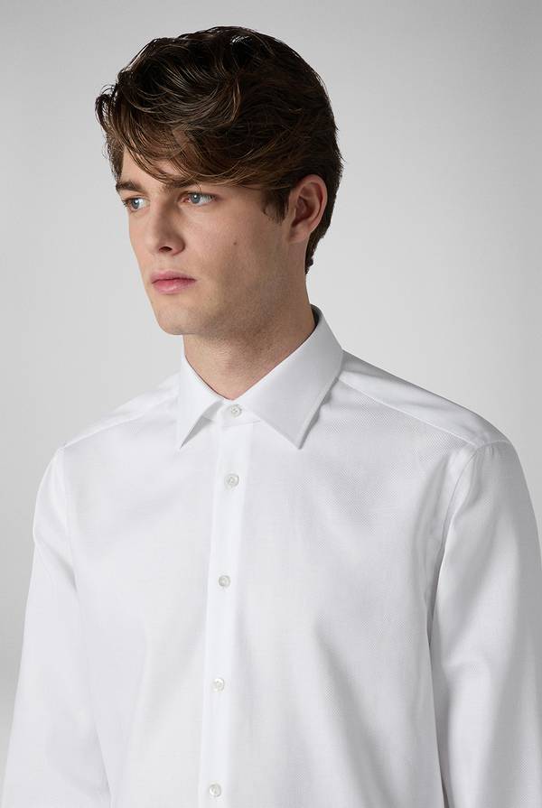 Lab. Pal Zileri Camicia bianca in cotone con micro struttura Sconto