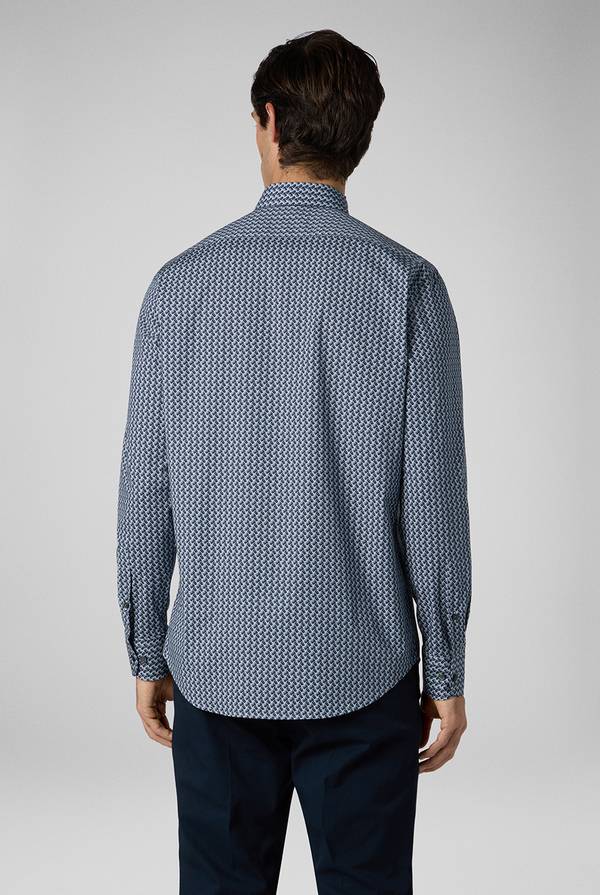Lab. Pal Zileri Camicia in cotone stampato nei toni del blu Offerta
