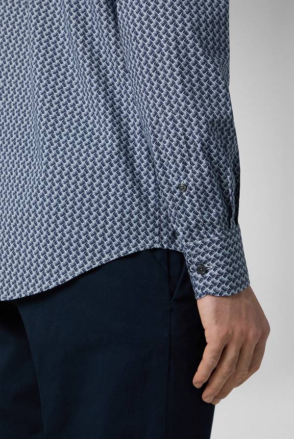 Lab. Pal Zileri Camicia in cotone stampato nei toni del blu Offerta