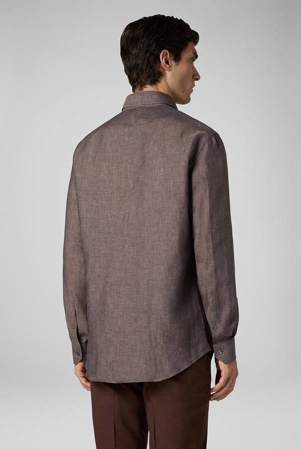 Lab. Pal Zileri Camicia in lino marrone In Vendita