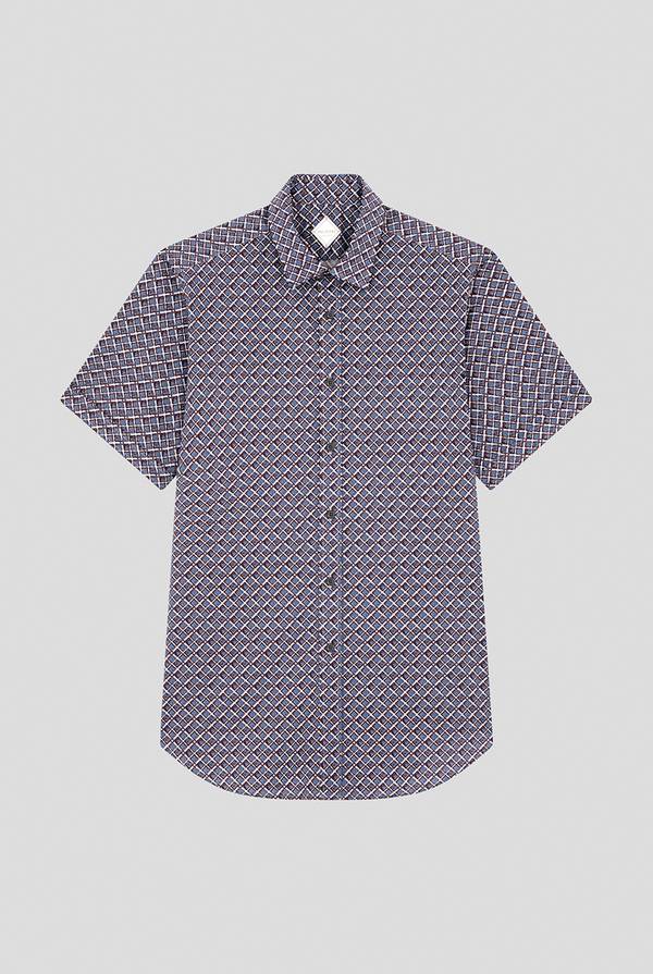 Lab. Pal Zileri Camicia bowling stampata nei toni dell'azzurro, bianco e bordeaux