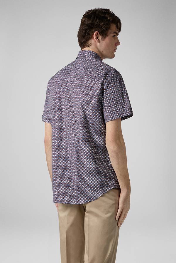 Lab. Pal Zileri Camicia bowling stampata nei toni dell'azzurro, bianco e bordeaux Hotsell