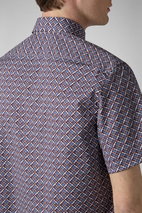 Lab. Pal Zileri Camicia bowling stampata nei toni dell'azzurro, bianco e bordeaux Hotsell