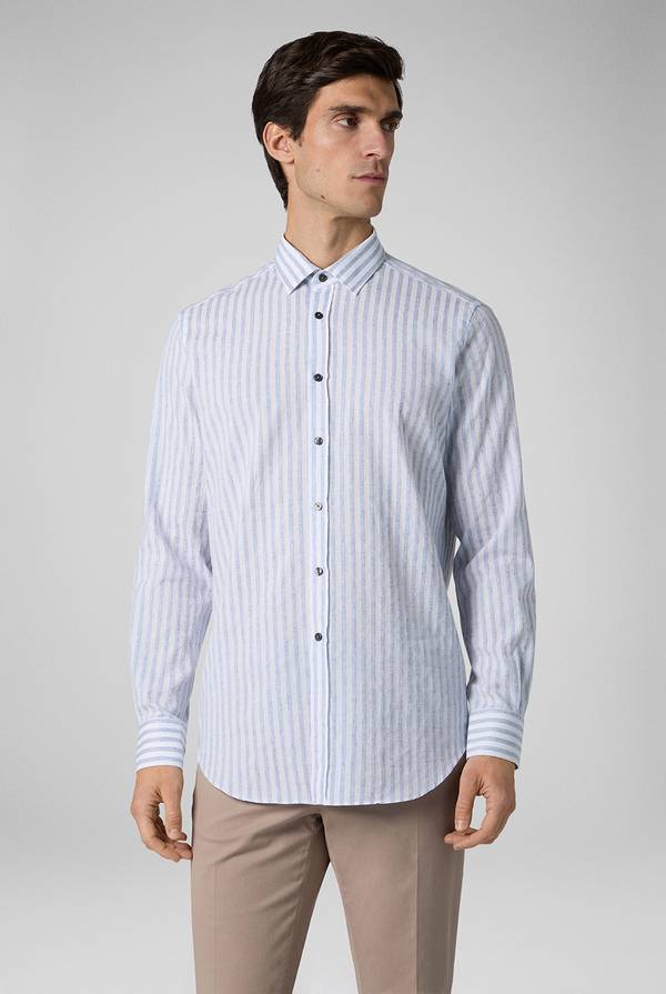 Lab. Pal Zileri Camicia a macro righe bianche e azzurre In Saldo