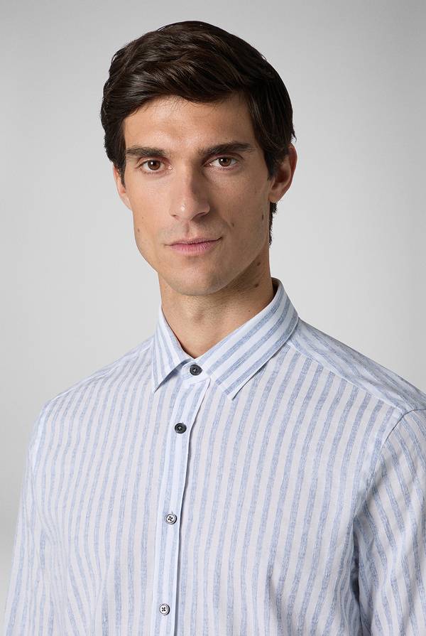 Lab. Pal Zileri Camicia a macro righe bianche e azzurre In Saldo