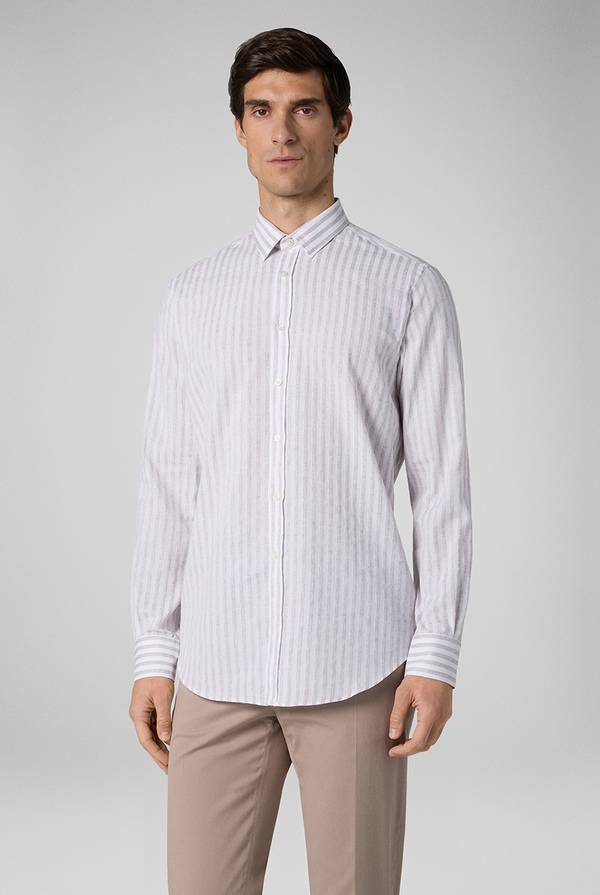 Lab. Pal Zileri Camicia a macro righe bianche e azzurre Nuova