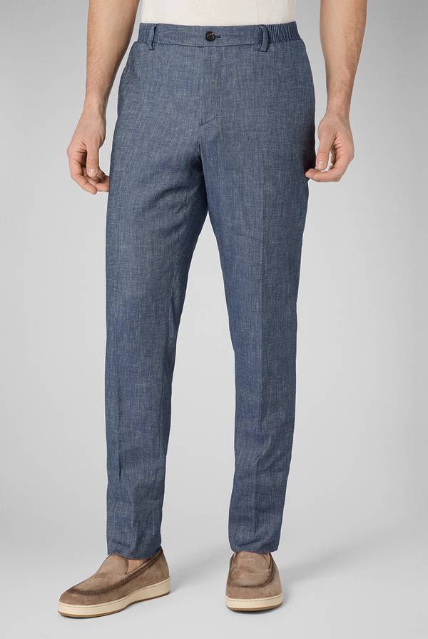 Lab. Pal Zileri Pantalone in lino e cotone stretch Vendita Economica