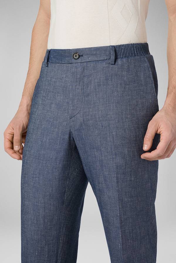 Lab. Pal Zileri Pantalone in lino e cotone stretch Vendita Economica