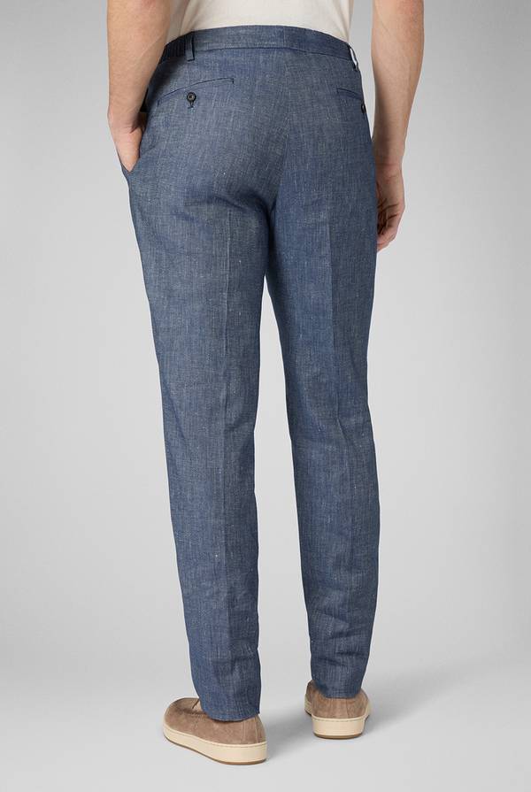 Lab. Pal Zileri Pantalone in lino e cotone stretch Vendita Economica