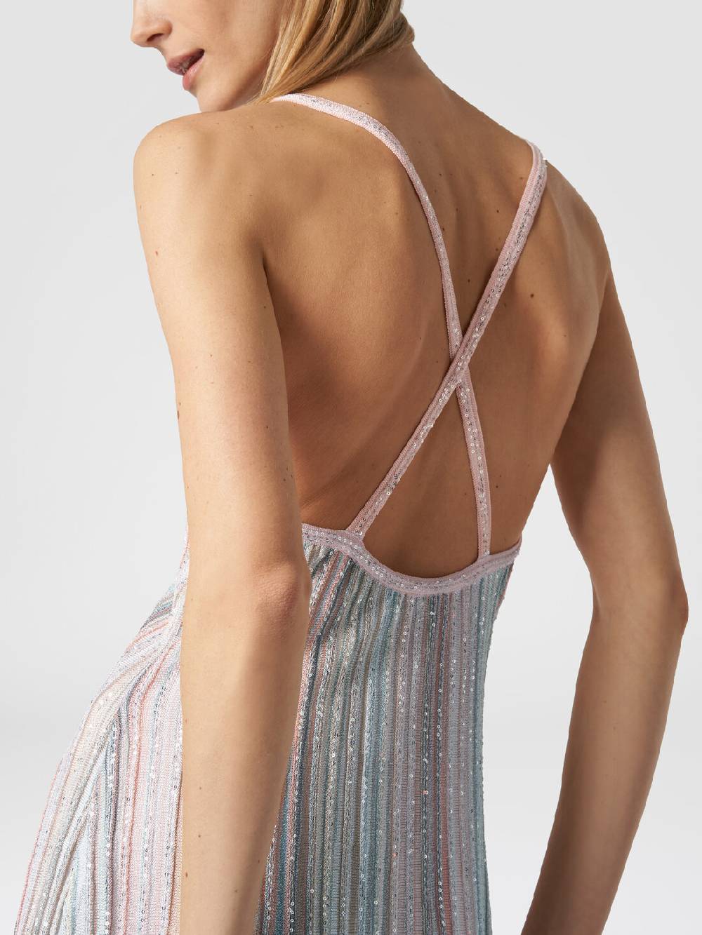 ﻿Missoni Mini-abito in maglia a righe verticali con paillettes Nuovo