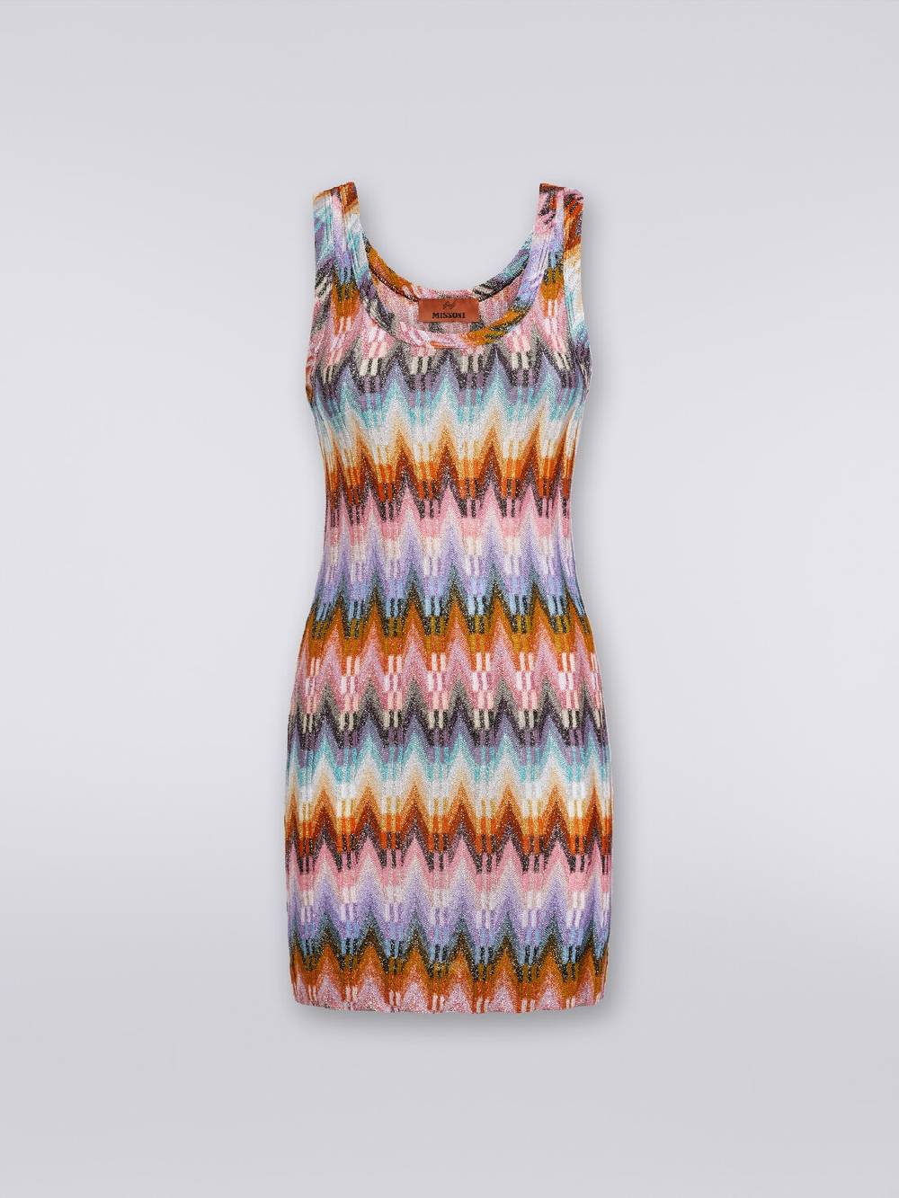 Missoni Mini-abito smanicato in viscosa zig zag con lurex Vendita