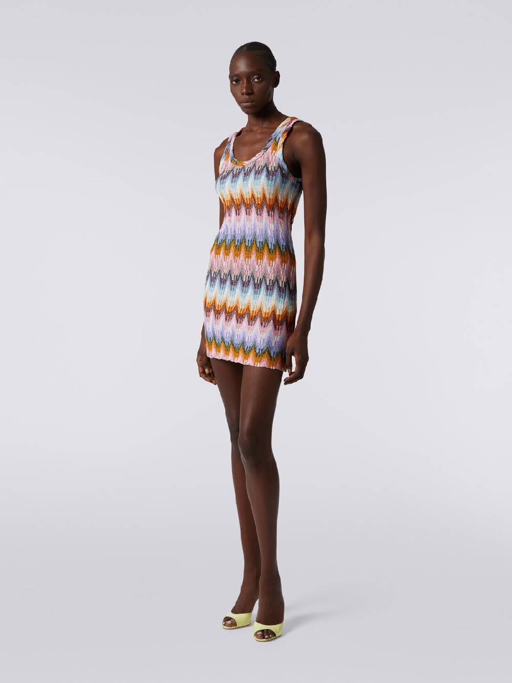 Missoni Mini-abito smanicato in viscosa zig zag con lurex Vendita