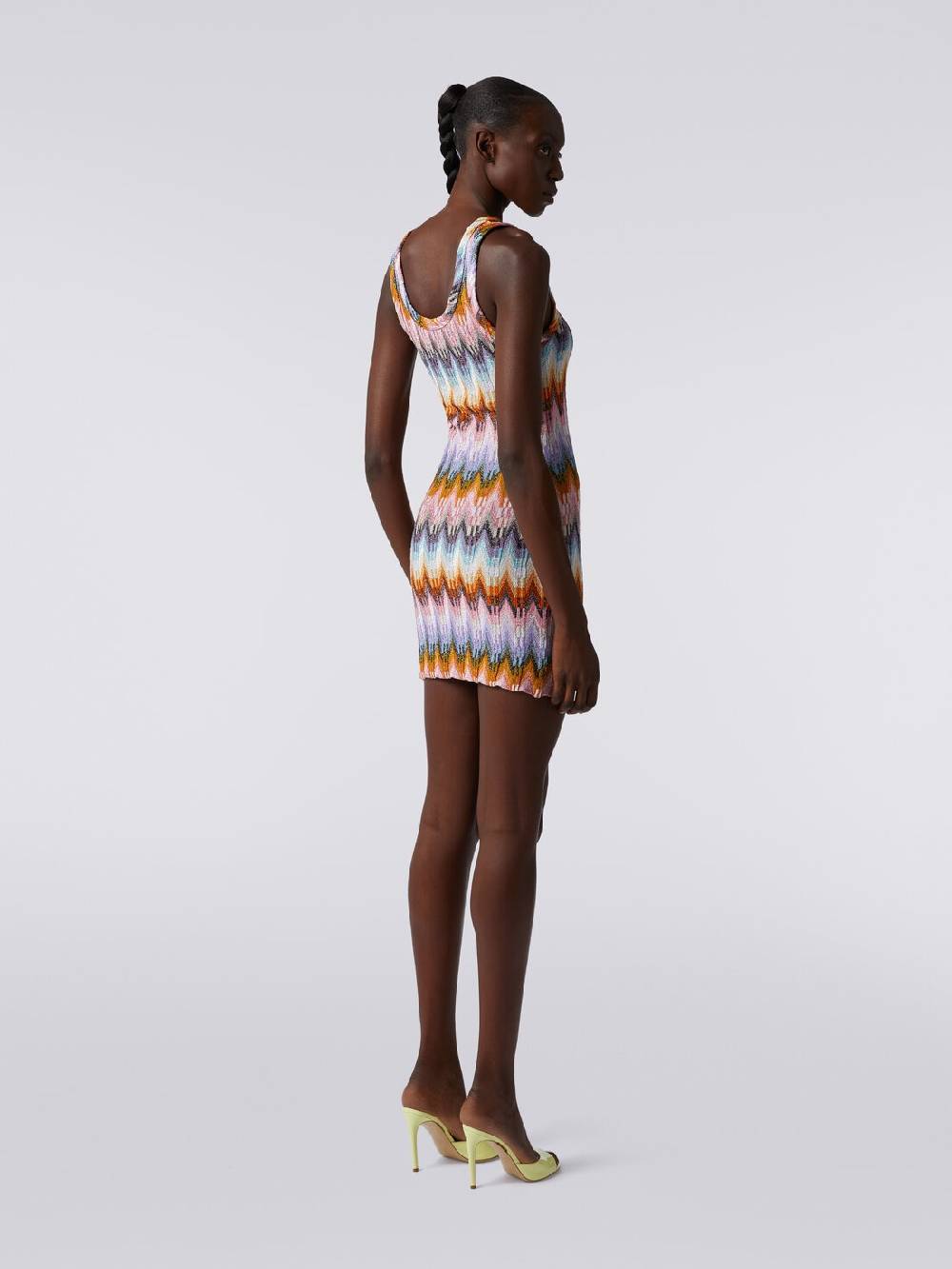Missoni Mini-abito smanicato in viscosa zig zag con lurex Vendita