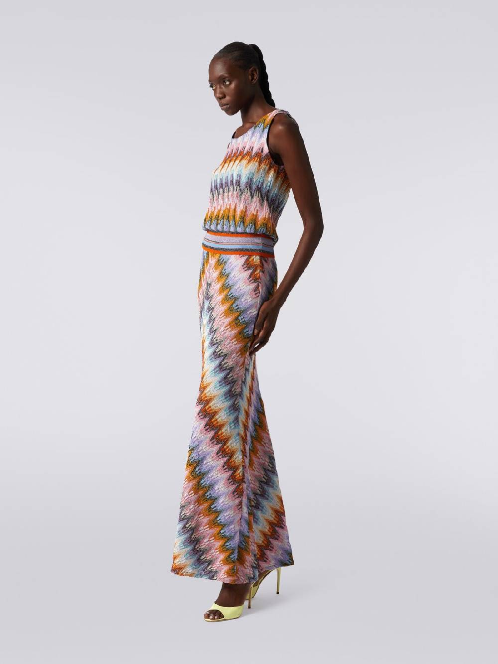 Missoni Gonna lunga svasata in viscosa zig zag con lurex Promozione